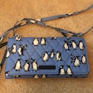 Vera Bradley blue penguin crossbody/clutch/wristlet NWOT
